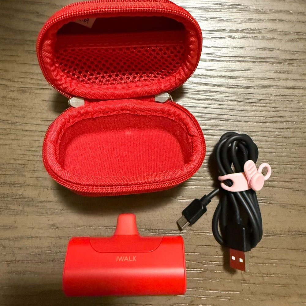 IWALK Red Charger with Case and Wire